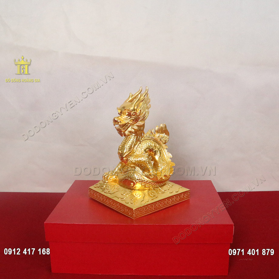 Tượng đồng rồng phong thủy d&aacute;t v&agrave;ng 9999